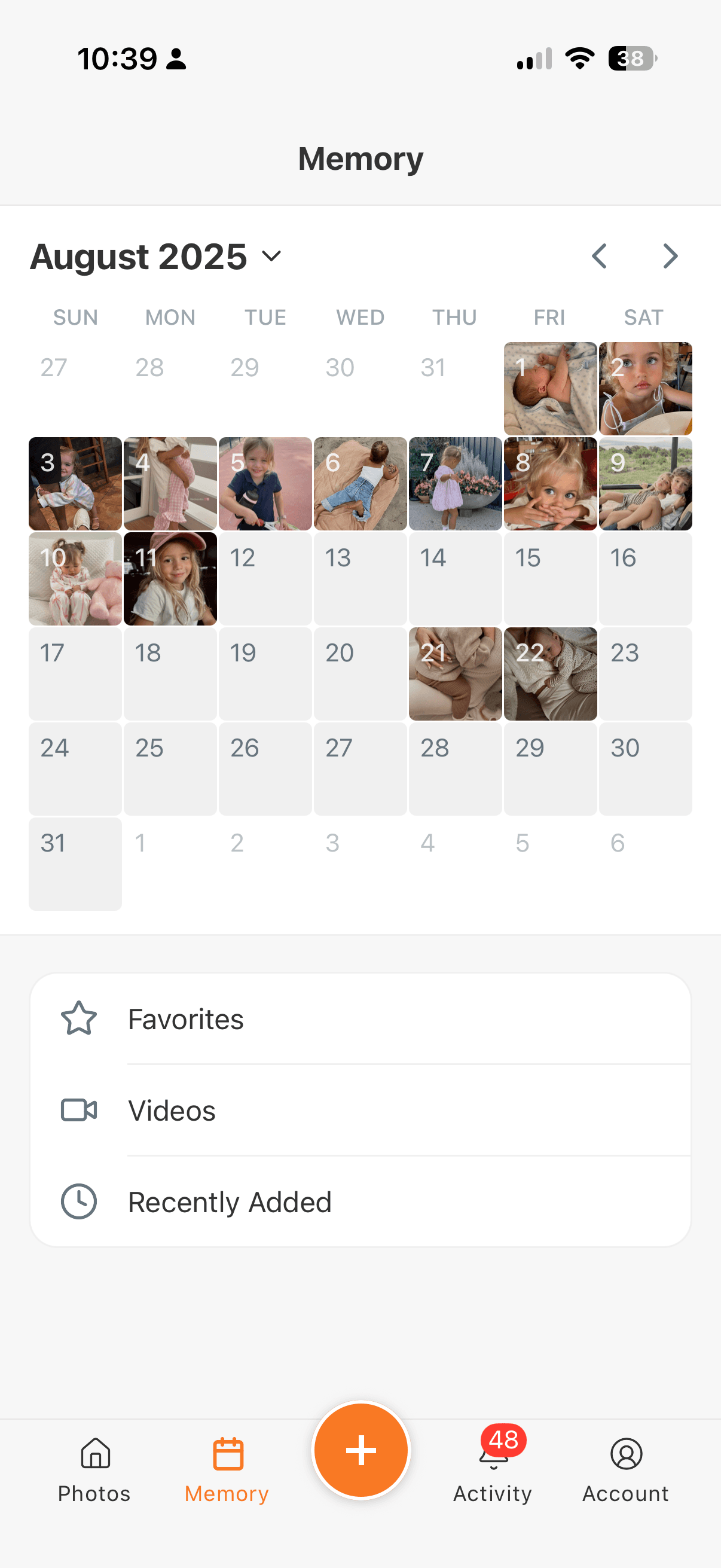 TinyNest calendar view